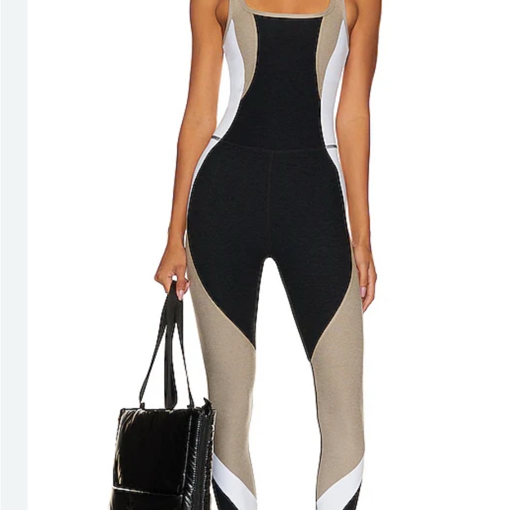 Beyond Yoga Black, Tan, and White Jumpsuit